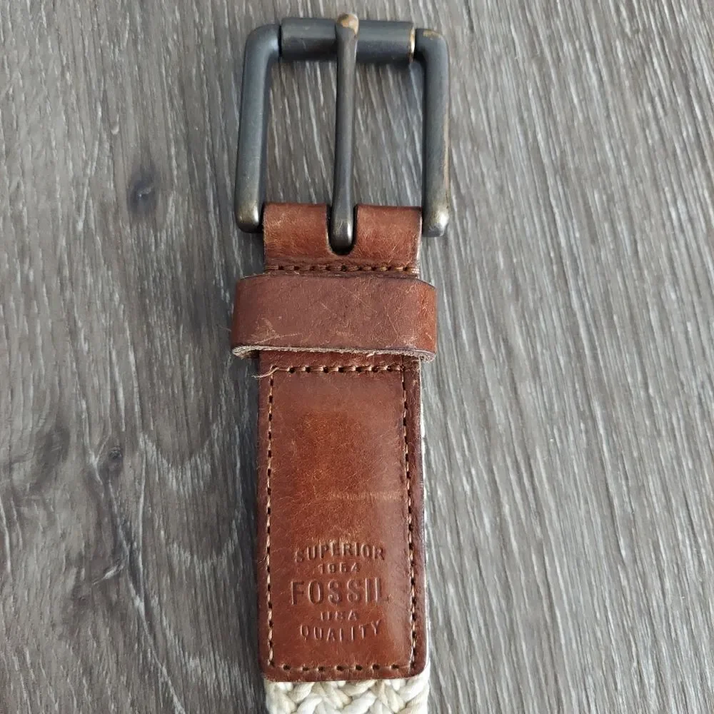 Fossil Men's Kyle Woven Braided Belt 40